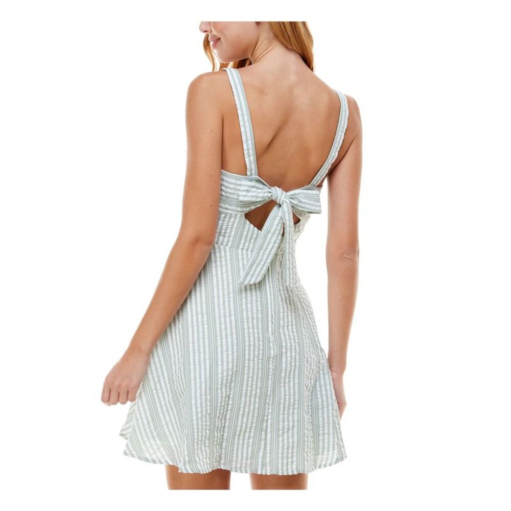 CITY STUDIO Womens Short Dress Green Sleeveless Bow At Back Juniors 11 - Picture 2 of 2